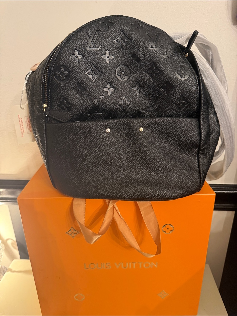 Black Embossed Monogram Mini Backpack BNIB very fashionable!!